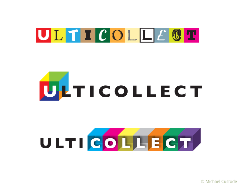 Three variations of a wordmark for Ulticollect logo.